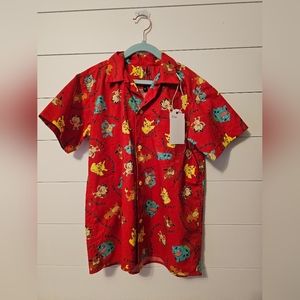 Red Pokémon boys button down shirt